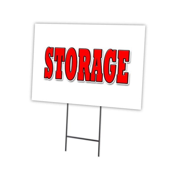 Storage Yard Sign & Stake outdoor plastic coroplast window, C-1216-DS-Storage